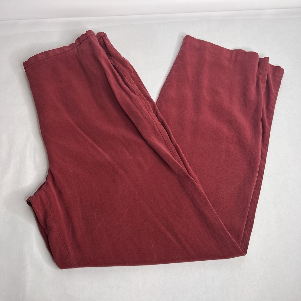 Coldwater Creek Tencel Pants Slacks Maroon 12 Flowy Red Zip Up Classic Fit